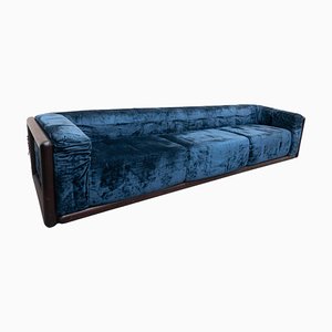 Large Mid-Century Blue Cornaro Sofa by Carlo Scarpa for Simon Gavina, Italy, 1970s