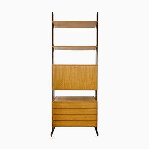 Mid-Century Wooden Drawers Wall Unit, Italy, 1960s