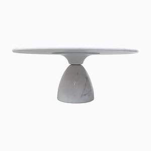 Round White Carrara Marble Coffee Table by Peter Draenert, 1970s