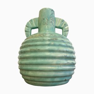 Vase en Céramique Bleue par Boch, 1920s