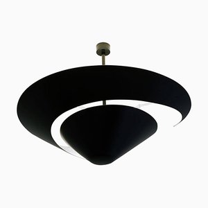 Lampada da soffitto grande a forma di lumaca nera di Serge Mouille