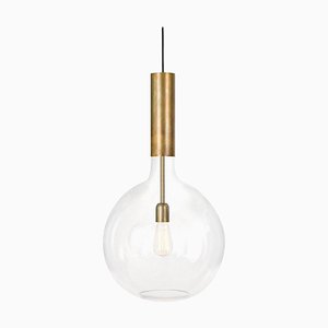 Rosdala Large Brass Clear Glass Ceiling Lamp by Sabina Grubbeson for Konsthantverk