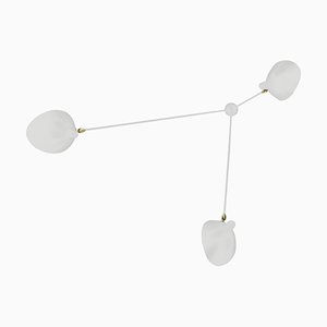 White Three Fixed Arms Spider Ceiling Lamp by Serge Mouille
