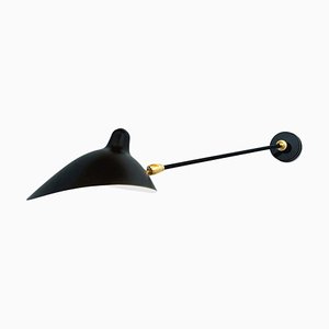 Black One Stright Arm Two Swivels Wall Lamp by Serge Mouille