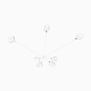 White Seven Fixed Arms Spider Wall Ceiling Lamp by Serge Mouille