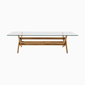 056 Capitol Complex Table Wood and Glass by Pierre Jeanneret for Cassina