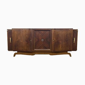 Large Parisian Art Deco Sideboard with Curved Fronts in Rosewood, 1920s