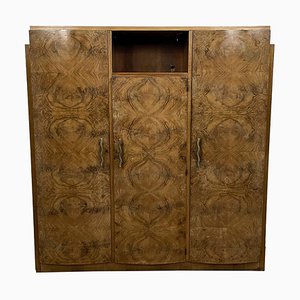 Parisian Art Deco Walnut Bookcase Cabinet from Villa Victor Hugo, 1920s