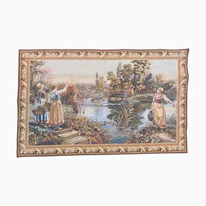 Vintage French Aubusson Style Halluin Manufacturing Tapestry