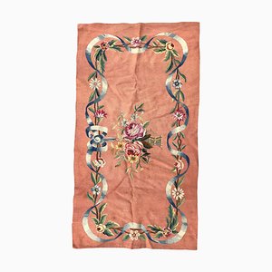 Small Antique Aubusson Flat Rug Tapestry