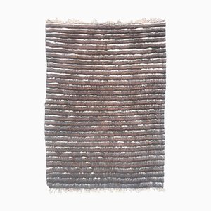 Mid-Century Modern Goat Hair Moroccan Rug with Stripes
