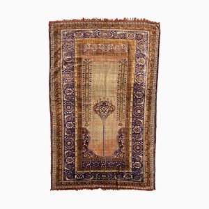 Antique Turkish Anatolian Distressed Fine Silk Cesareh Rug