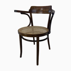 Bentwood Desk Chair with Rattan Seat by Thonet for Ligna, 1900s