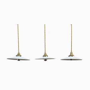 Opaline 28 Plate Ceiling Lamps, Set of 3