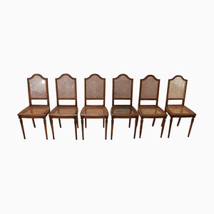 Vintage Stühle aus Eiche & Wiener Geflecht, 6er Set