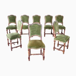 Antike Esszimmerstühle aus Nussholz, 8er Set