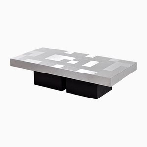 Graphic Brushed Aluminium Coffee Table, Italy, 1970s