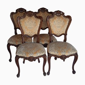 Antique French Walnut Dining Chairs, Set of 4