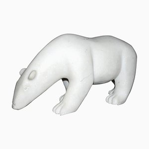 J.B. Vandame, White Bear Sculpture, 2015, Marble