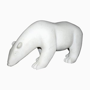 JB Vandame, White Bear Sculpture, 2015, Marble