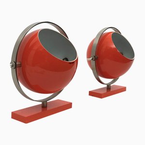 Orange Globe Saba Table Lamps from Stilux Milano, 1960s, Set of 2