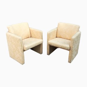 Cubic Armchairs with Patterned Fabric, France, Set of 2