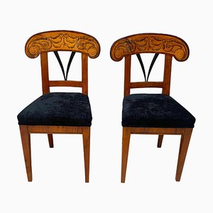 Biedermeier Walnut Shovel Chairs, South Germany, 1830s, Set of 2