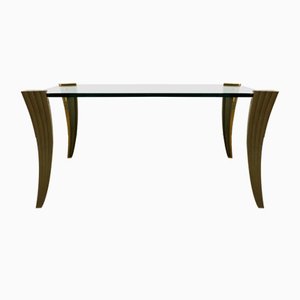 Mesa de centro brutalista de bronce de Peter Ghyczy, años 60