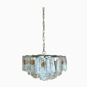 Large Murano Glass and Chrome Chandelier, 1960s