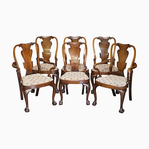 Victorian Walnut Shepherd's Crook Dining Chairs with Claw & Ball Feet, 1880s, Set of 6