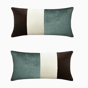 Three-Tone Bedroom Cushion with Teal on Left and Right from LO Decor