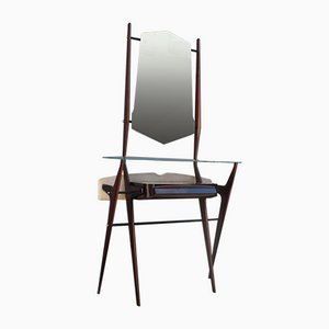 Consolle minimalista con specchio in mogano di Vittorio Dassi, Milano, anni '50
