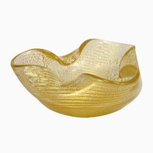 Posacenere in vetro di Murano con polvere d'oro di Barovier & Toso