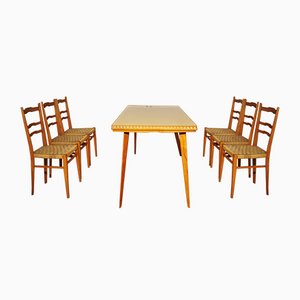 Tisch, Stühle & Sideboard aus Holz, 1940er, 9 . Set