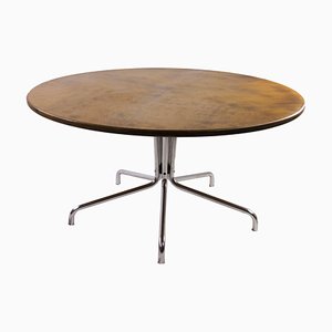 Round Maple Table with Chrome Base from Thonet, 1970s