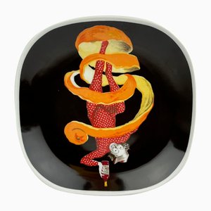 Posters Series Display Plate with Imp by Richard Ginori for Campari, Italy, 1980s