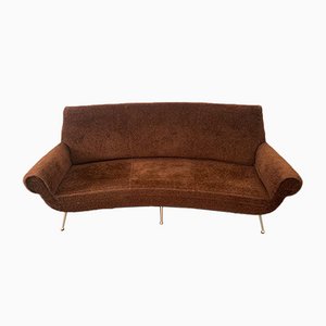 Curved Sofa in Synthetic Fabric and Brass by Gigi Radice