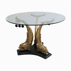 Brass and Glass Dining Table, Italy, 1960s