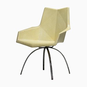 Yellow Origami Armchair on Spider Base by Paul McCobb