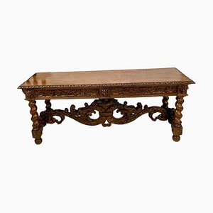 Tavolo di servizio in legno di noce massiccio intagliato, Italia, XIX secolo