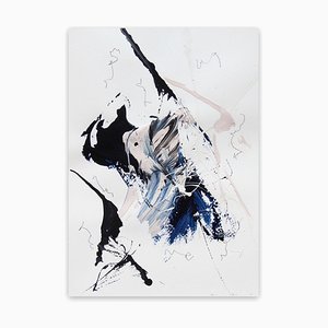 Lena Zak, Blue Velvet 3, 2020, Crayon Acrylique, Gesso & Graphite sur Papier Aquarelle