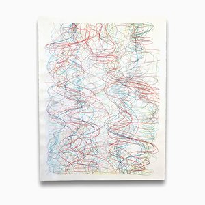 Margaret Neill, Riprap 2, 2014, lápiz de colores y acrílico sobre papel