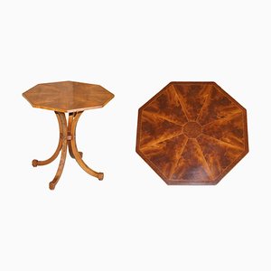 Burr Walnut & Flamed Hardwood Hexagon Side Table