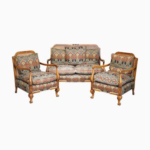 Burr Rattan Sofa and Armchair Suite, Set of 3