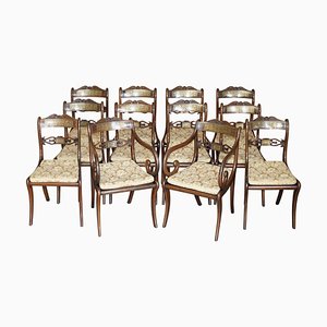 Chaises de Salle à Manger en Bois Dur et Laiton par John Gee, 1779-1824, Set de 12