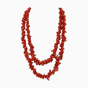 Italian Red Coral Multi Strands Necklace