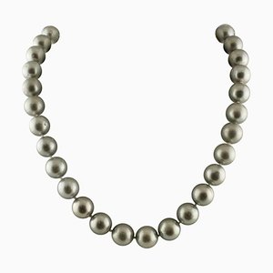 Diamonds, Silver, Pearls & White Gold Clasp Beaded Necklace