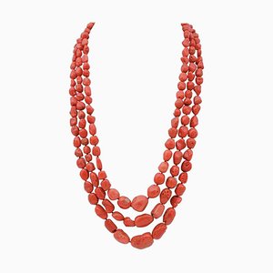 Multi-Strands Coral Necklace with Silver Closure