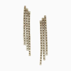 Handcrafted Diamonds and 14 Karat White Gold Fashion Drop Earrings