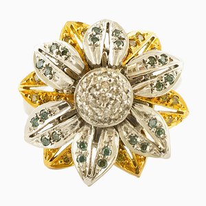 Ring aus 18 Karat Weiß- und Gelbgold mit Diamanten
